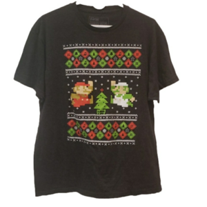 SUPER Mario Bros. T-Shirt Men's Grey Christmas Holiday Size XL